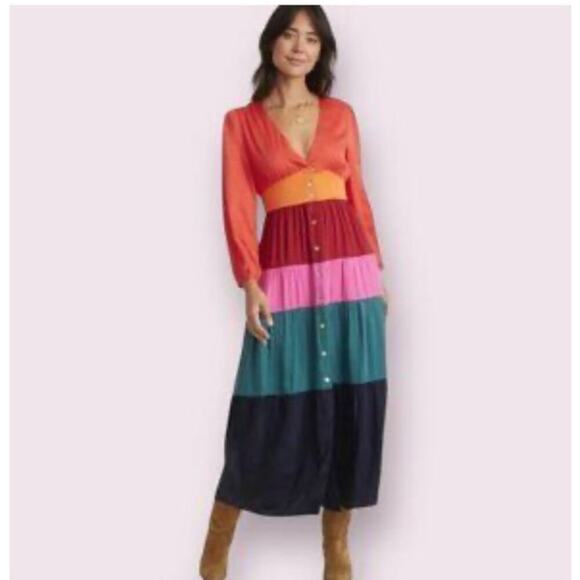 Marine Layer Maeve Colorblock Maxi Dress Size Small - Picture 2 of 13